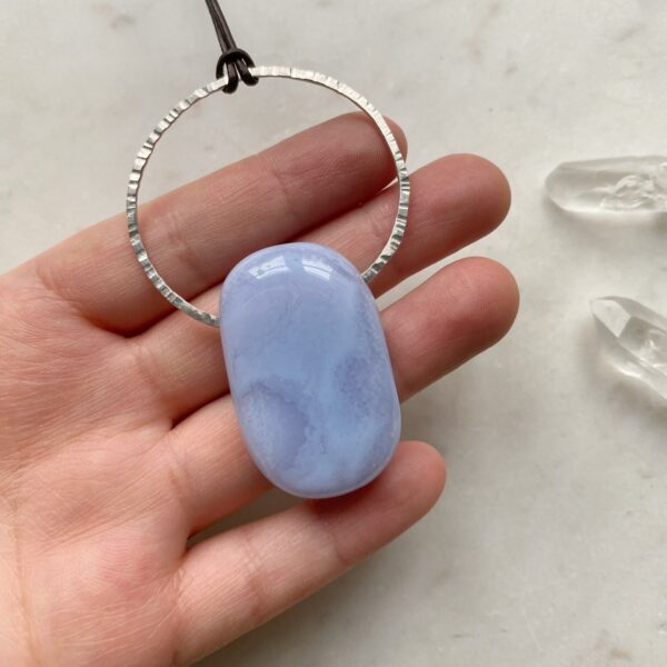UNIKAT Großer Blauer Chalcedon · 925er Silber – Bild 2
