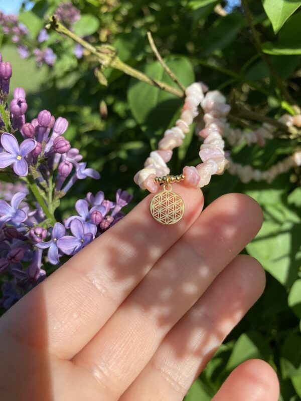 FLOWER OF LIFE Rosa Andenopal · 925er Silber vergoldet – Bild 2