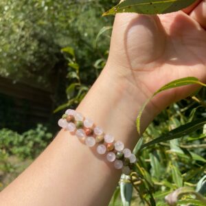 HERZBALANCE Unakit · Rosenquarz · Armband handgeknüpft