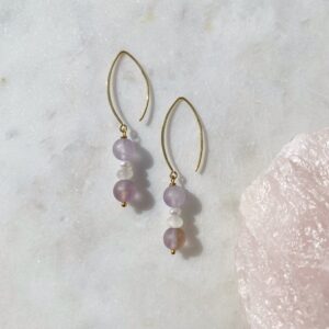 HÖHERES SELBST Ohrhänger Amethyst · Weißer Mondstein · Perle
