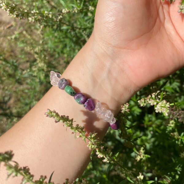 YIN & YANG Armband · Rubin in Zoisit · Rosenquarz – Bild 2
