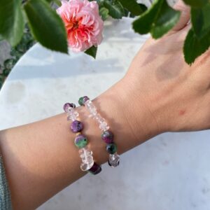 YIN & YANG Armband · Rubin in Zoisit · Rosenquarz