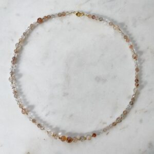 Funkelnde Super Seven Kette · 925er Silber vergoldet · facettiert