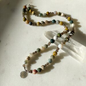 BLUME DES LEBENS · Ozeanjaspis • Rauchquarz · 925er Silber