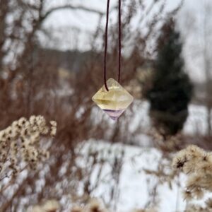 MERKABA Kette mit natürlichem Fluorit Oktaeder • gelb