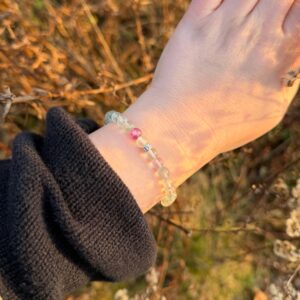 Regenbogenfluorit Armband · handgefertigt · 925er Silber