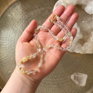 Kette Rutilquarz · Bergkristall · vergoldet