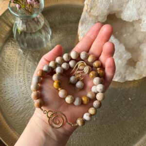 Kette + Ohrhänger Set • Versteinerte Koralle • UNIKAT