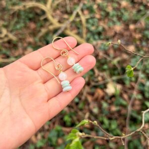 Ohrhänger Rosenquarz · Jadeit · 925er Silber vergoldet