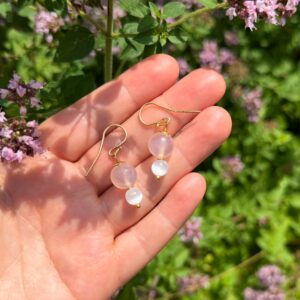 Ohrhänger Rosa Chalcedon · Selenit · 925er Silber vergoldet