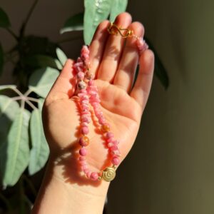 Kette Rhodochrosit · Rhodonit · 925er Silber vergoldet