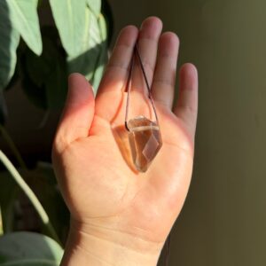 MERKABA Kette mit Rauchquarz Naturspitze • großer Fensterkristall • UNIKAT