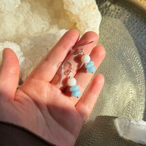 Ohrhänger Aquamarin · Weißer Achat · 925er Silber