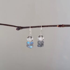 Ohrhänger Labradorit & Bergkristall · 925er Silber