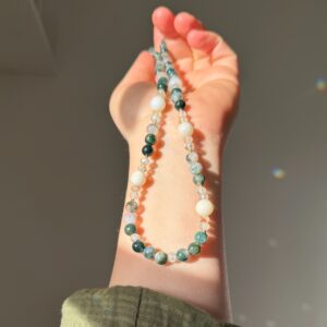 Kette Moosachat • Topas • Weißer Achat • vergoldet