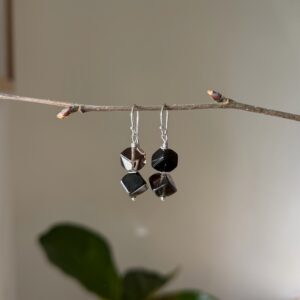 Ohrhänger Rauchquarz · Obsidian · 925er Silber