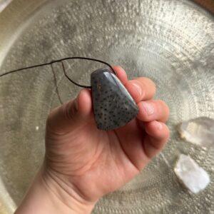 MERKABA Kette mit dunklem Versteinertem Palmholz · UNIKAT
