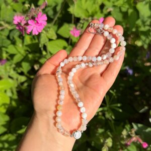Kette Friedensachat • Kirschblüten Chalcedon • Spirale • 925er Silber