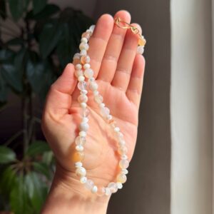 Kette Kirschblüten Chalcedon • Permutt • vergoldet
