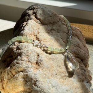 Kette Prehnit • Bergkristall • 925er Silber • UNIKAT (48cm)