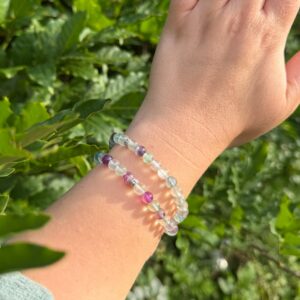 Regenbogenfluorit Armband • 925er Silber
