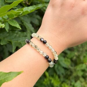 ERNEUERUNG Armband Prehnit (facettiert)• Silberobsidian
