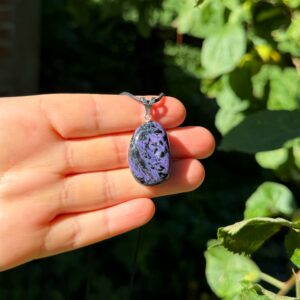 MERKABA Kette mit Charoit • 925 Silberöse (rhodiniert) • UNIKAT#6